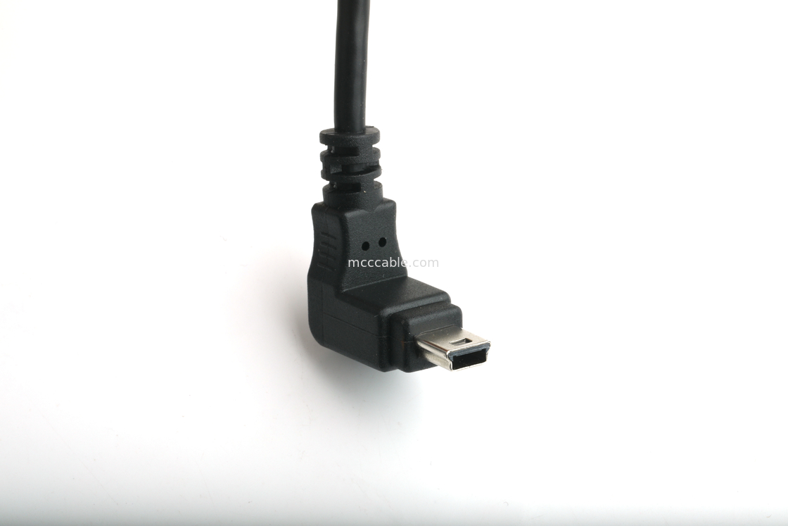 MOUNTABLE USB PORT TYPE B FEMALE PANEL MOUNT ADAPTER TO USB MINI-B MALE TOP ANGLE WTH MOLDING