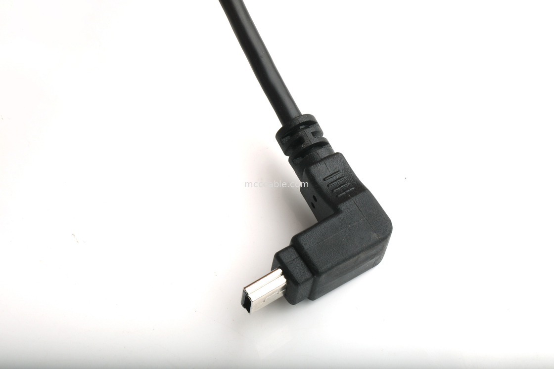 MOUNTABLE USB PORT TYPE B FEMALE PANEL MOUNT ADAPTER TO USB MINI-B MALE TOP ANGLE WTH MOLDING