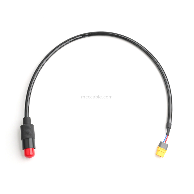 4-Core Power Cable Assembly 2-Pin Connector 600V 125°C with Heat Shrink Tube