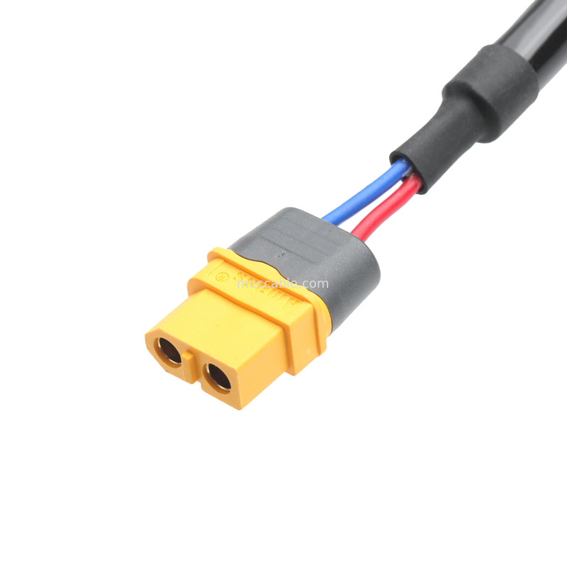 4-Core Power Cable Assembly 2-Pin Connector 600V 125°C with Heat Shrink Tube