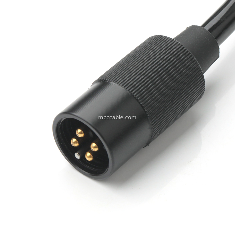 4-Core Power Cable Assembly 2-Pin Connector 600V 125°C with Heat Shrink Tube