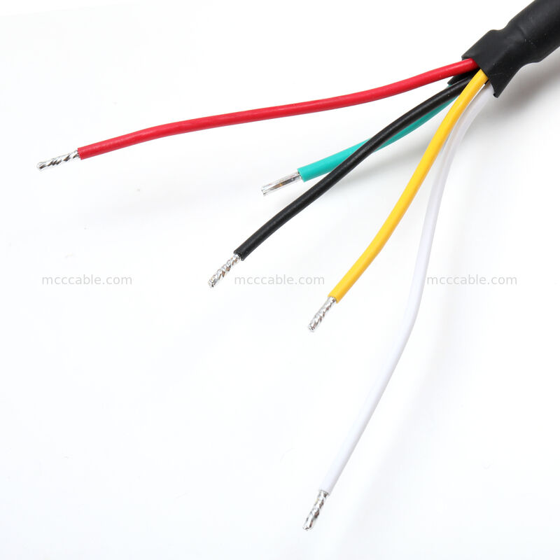 Custom Shielded Power Cable Assembly with 18AWG 4-Core Crimp Terminals