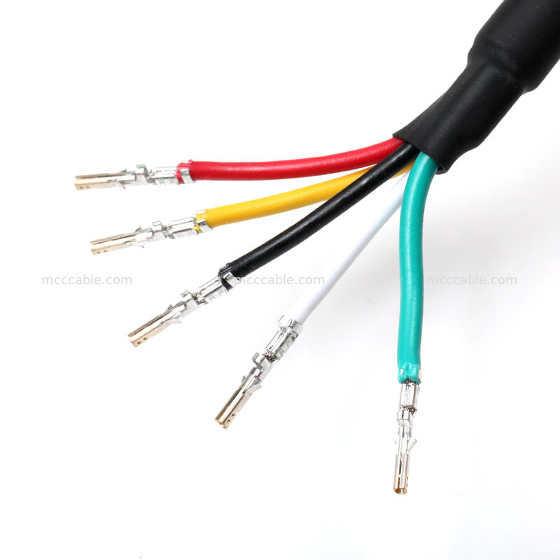 Custom Shielded Power Cable Assembly with 18AWG 4-Core Crimp Terminals
