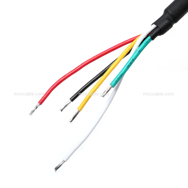 Custom Shielded Power Cable Assembly with 18AWG 4-Core Crimp Terminals