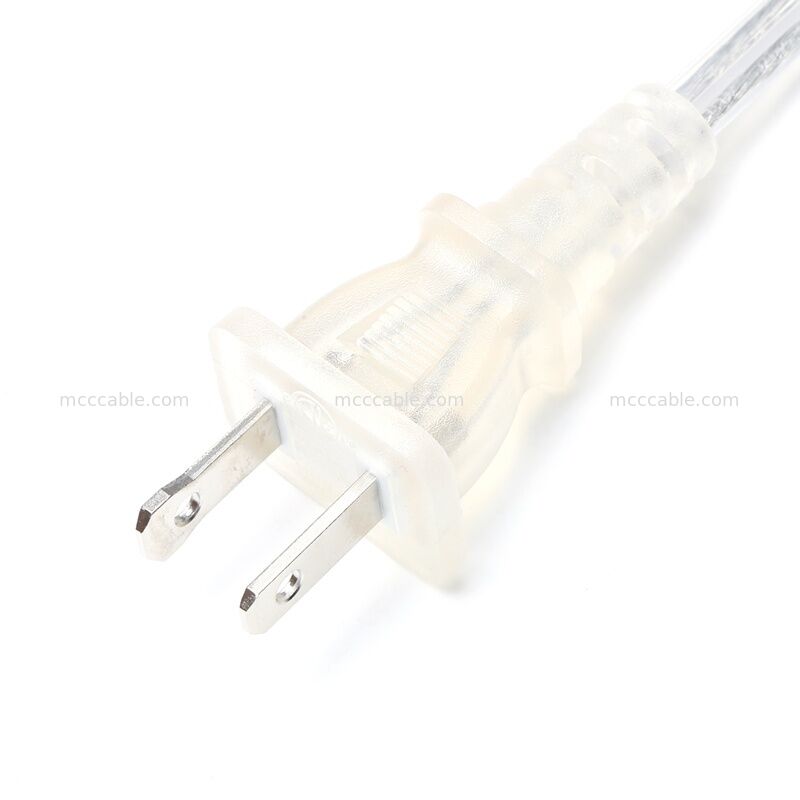 Custom Transparent Polarized Two-Prong Power Cord Assembly with 18AWG SPT-2 Cable