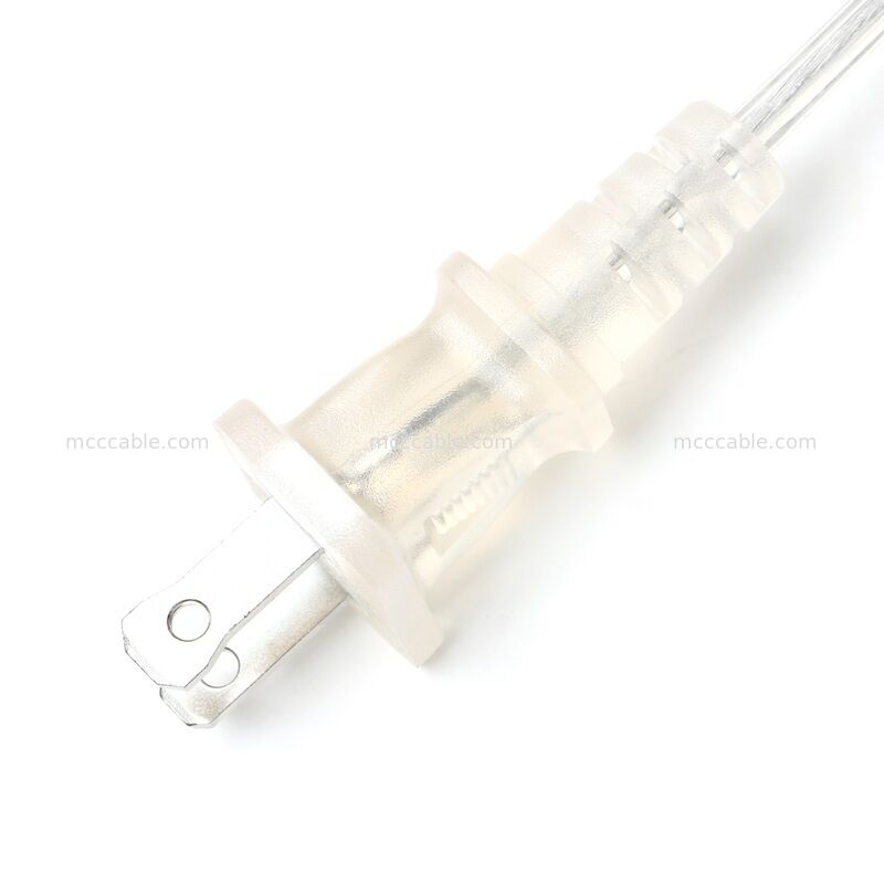 Custom Transparent Polarized Two-Prong Power Cord Assembly with 18AWG SPT-2 Cable