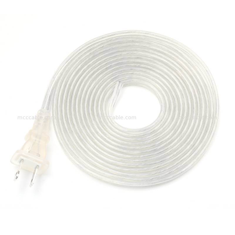 Custom Transparent Polarized Two-Prong Power Cord Assembly with 18AWG SPT-2 Cable