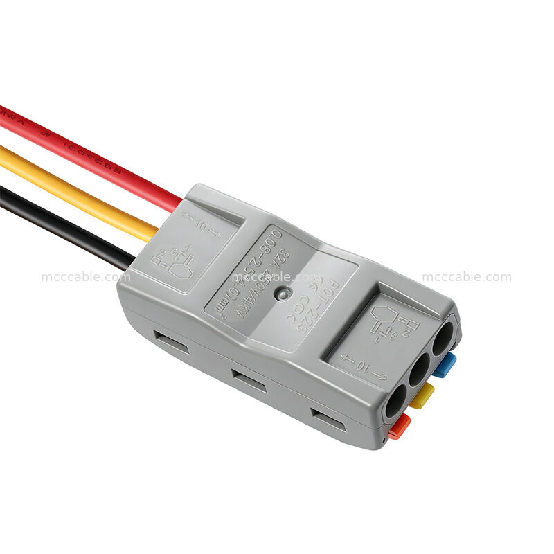 PCT-2-3 3 Pole Lever Nut Wire Connector 18AWG Harness with 187 Quick Disconnect