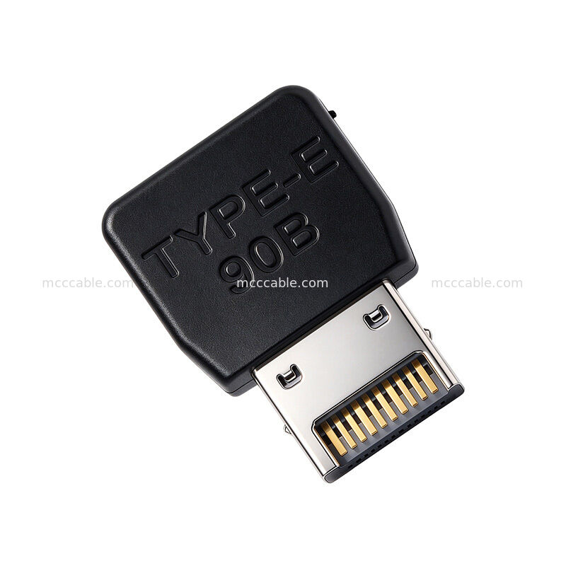 90-Degree Type-E to USB-A Adapter 10Gbps Right Angle Unibody Shell for PC Motherboard