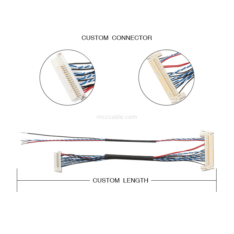 Custom Wire Harness FI S20S 20pin ,1.25 Mm Pitch  JAE Display Lvds Cable