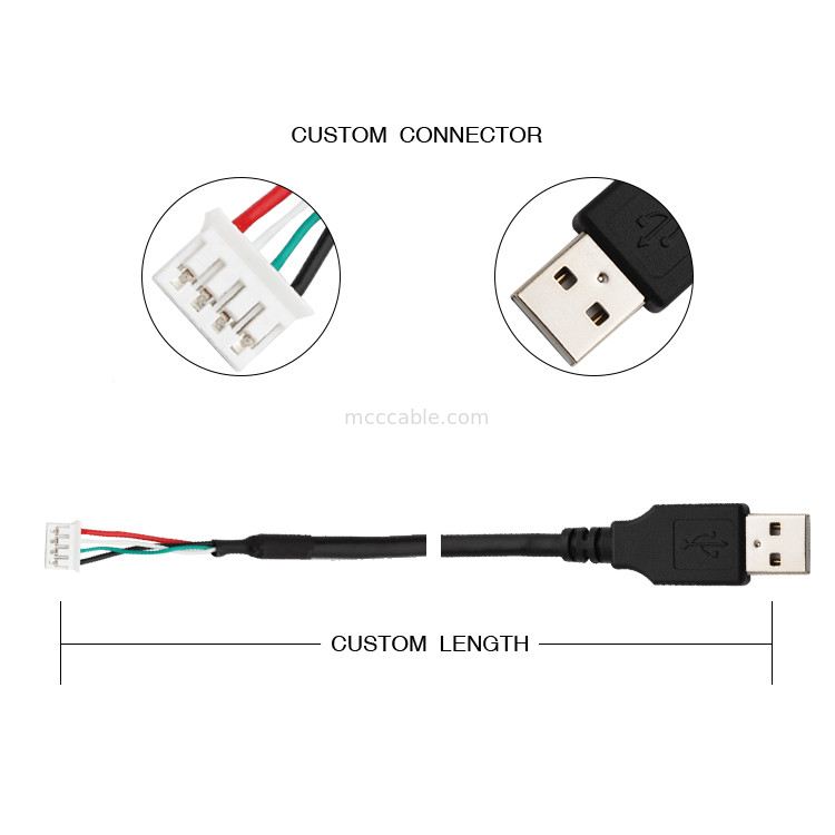 28AWG USB 2.0 TO JST SPH-4 Custom Wire Harness 9 Pin lvds display connector