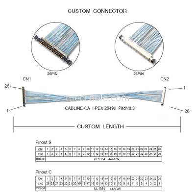 26 PIN Micro Coaxial Cable , Lvds Display Cable 20496 026T 40